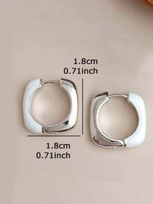1 Pair Minimalist Chic Sophisticated Geometric Design Unique Everyday Casual Wear Suitable For Gatherings, Parties Copper Hoop Earrings For Women - White - View 3