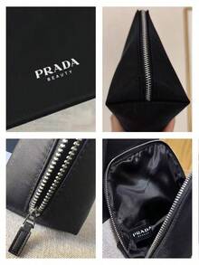 Prada Czarna, przenośna, minimalistyczna kosmetyczka, odpowiednia do podróży - Czarne - Zobacz 7