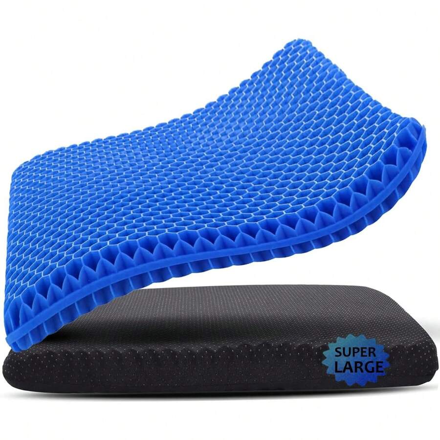 Quality Assurance Gel Cushion, Double Thick Gel Cushion Pressure Pain Relief, Breathable Wheelchair Cushion Chair Pads Car Office Chair (16x14x1.65inch) C59K - 1-藍色 - 查看 1
