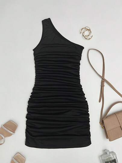Women's Ruched Waist Bodycon Mini Dress