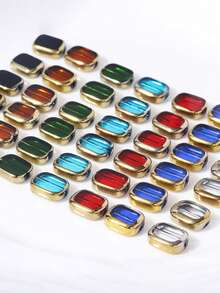 EECLYCJ 20颗复古风格10x12毫米长方形玻璃珠，金边，适合女性DIY友谊手链、耳环、项链、手机链、波西米亚风首饰制作材料