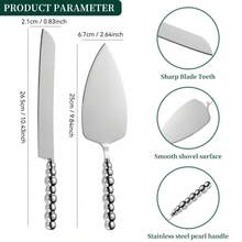 1 套定制婚礼蛋糕刀和服务器套装，创意珍珠手柄蛋糕切刀和升降器 - 珍珠手柄 - 查看 16