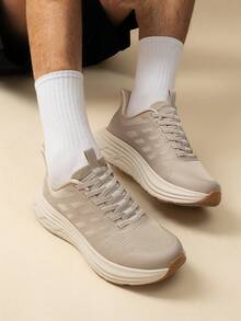 Men's Slip-On Sneakers: Hands-Free Running Shoes Athletic Cushioning For Walking, Jogging, Tennis & Gym Workouts Non-Slip Comfortable Trainers - 杏色 - 查看 9