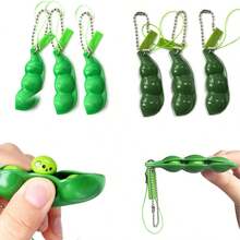 4Pcs Pea Pod Fidget Keychain Set - Cute Squishy Sensory Keychain For Stress Relief, Adorable Bag Charms & Purse Accessories, Fun Phone Charms For Lanyard, Perfect Gifts For Women, Men, Mom, Friends, Summer Travel, Office Desk & Daily Use - 彩色 - 查看 5