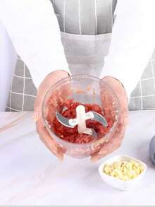 1pc/500/900ML Manual Meat Mincer Garlic Chopper, Multi-Functional Rotate Garlic Press Crusher Vegetable Onion Cutter, Kitchen Restaurant Cooking Accessories - Multicolor - View 4