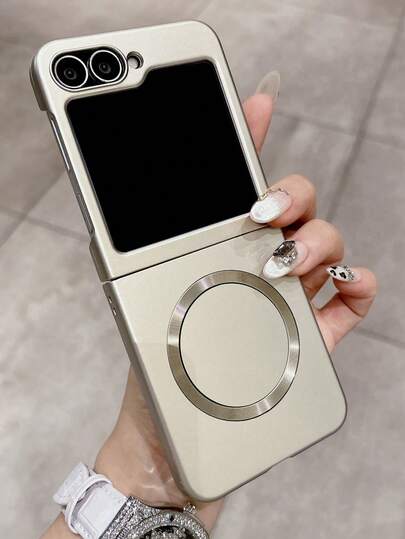 Ultra-Thin Matte Magnetic Phone Case, Compatible With Samsung Galaxy Z Flip 3 4 5 6 7, Supports Wireless Charging, Slim Hard PC Protective Cover, Waterproof, Shockproof, Anti-Fall, Anti-Scratch