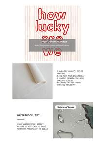 1pc Frameless Banner With A Red Bubble Letter Print Reading "How Lucky Are We" On A Light Pink Wavy Stripe Background. Suitable For Living Room, Bedroom, And Dormitory Decoration. - Multicolor - View 9