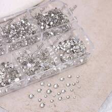 Nail Art Rhinestones Kit Flat - Back Round Glass Crystals Gems With Pick Tweezers And Nail Picker Manicure Nails Supplies Crafts Decorations - Thông thoáng - Xem 7