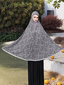 1pc Floral Print Pull On Style Hijab Boho Suitable For Daily And Festivals Abaya Accessories Valentine's Day Breathable Under Cap Valentines Veiled Clothes - Multicolor - View 5