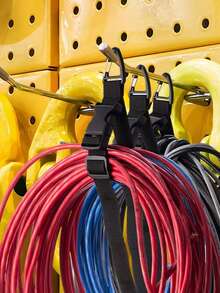 2个17/25英寸可调节延长线收纳架，带三角夹，适用于车库整理和存放，重型延长线挂钩，男士工作室适用（黑色） - 彩色 - 查看 5