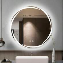 Oferta exclusiva Espejo para Baño, Espejo LED de Baño Redondo con Función de Memoria y Desempañado HD, Espejo de Maquillaje, Botones Táctiles Inteligentes, Regulable 3 Colores, 4mm Vidrio Prueba Explosiones - Gris - Aureola - Ver 1