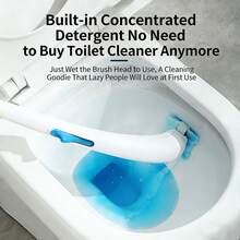 1pc Disposable Toilet Cleaning Brush With Cleaning Solution, Slouchy Person Friendly, No Hand Damage, Rinse Off Brush Head After Use, No Need To Dry, Comes With Holder, Random Color - White - View 6