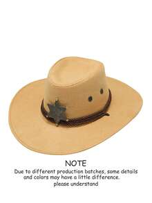 1pc Unisex Detachable Badge Western Cowboy Hat, Wide Brim Panama Hat, Suitable For Western Themed Events, Parties, Engagements, Cosplay, Graduations, Masquerades, Festivals, Weddings, Birthdays, Music Festivals, Everyday Wear - Top Hat - View 13