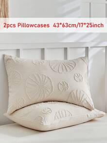 半件装卡其色波西米亚风簇绒纹理枕套，复古田园风树叶图案枕套，适用于卧室、客厅，波西米亚家居装饰，柔软透气，可机洗，四季皆宜，不含枕芯 - 卡其色 - 查看 16