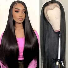 NATAN 26" Straight HD Lace Front Wig 130% Density 13x4 Sheer Lace With Hair - Natural Black Layered Synthetic Hair For, Unisex & All Ethnicities, Synthetic Lace Front Wig, Versatile Hairpiece | Sleek Hairpiece - Natural & Black - View 2