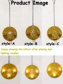 金色圆形烛台，墙面装饰，可悬挂于玄关、客厅、餐厅等家居环境，也是咖啡馆和书店营造氛围的必备物品。