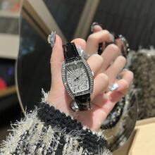 Reloj elegante de mujer con rhinestones, esfera pequeña, correa de acero inoxidable, resistente al agua - Cinturón de acero con concha plateada - Ver 4