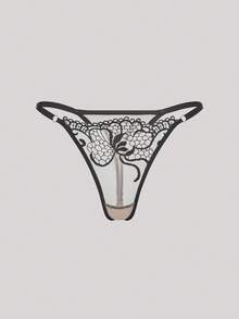 Hourtrue 2 件春夏新款女士性感内衣套装，黑色蕾丝边花卉刺绣文胸内衣，可调节肩带，透视网眼内裤，贴身情人节礼物套装超薄文胸 - 黑色 - 查看 7