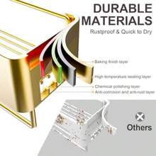 4 Pack Shower Caddy Shower Shelf No Drilling 15.15in Large Capacity Bathroom Organiser Storage Rustproof Bathroom Accessory Gold - 金色 - 查看 5