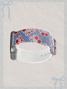 1条蓝色条纹红色星星樱桃图案柔软弹性透气舒适替换表带，兼容三星、荣耀智能手表，尺寸：38mm、40mm、41mm、42mm、46mm、45mm、44mm、49mm；时尚休闲硅胶表带，兼容苹果手表 Ultra SE/11/10/9/8/7/6/5/4/3/2/1 - 彩色 - 查看 5