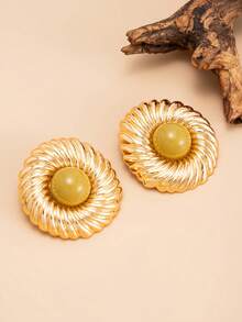 2pcs/Set Bohemian Geometric Circle Textured Fashion Earrings, Luxurious Elegant For Party, Casual, Vacation, Couple Date, Women's Holiday Birthday, Versatile Jewelry Gift - Earring - View 6