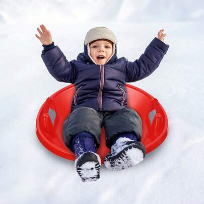 Downhill Snow Scooter Kids Round Sled Red Skiing Board Scooter Grass&Sand Skiing
