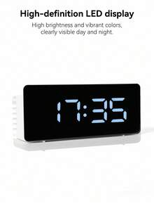 Silent Smart Mirror Alarm Clock With LED Backlit Digital Display, Desk/Bedside Decor, Temperature & Humidity Dual Display, Soft Lighting, Suitable For Office/Study, Applicable To 100 Scenarios, Batteries Not Included - Multicolor - View 7