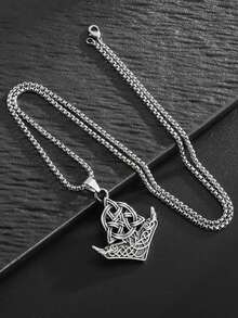 1pc New Fashionable Viking Celtic Knot Pendant Retro Anchor Necklace-Universal And Domineering Accessories For Men And Women - Fashion - View 6