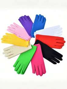 1 Pair 22cm Milk Silk Elastic Short Cycling Gloves, Suitable For Costume Play, Performance And Fashion Decoration Holiday Gloves - One Size - View 1