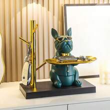 1个法斗犬造型托盘收纳盒，可用于放置钥匙、糖果、珠宝、耳环、存钱罐 - 现代装饰树脂法斗犬摆件，适用于玄关桌、咖啡桌、办公桌、家居装饰 - 均碼 - 查看 4