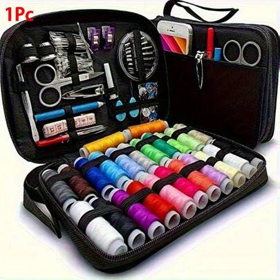All-In-One Portable Sewing Kit With Colorful Thread Set - Travel Emergency Sewing Supplies For Home & Craft