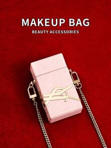 Bolso de hombro personalizado y bolso de cadena cúbica, diseño minimalista elegante, tono rosa, adecuado para compras, citas, trabajo y escuela - Rosa Pálido - Ver 2