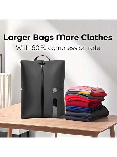 1个16升可重复使用真空收纳袋，单向阀设计，无需真空泵，适用于衣物、行李箱、背包和随身行李，旅行真空密封袋，适合旅行和商务出行，旅行箱包，旅行配件，行李整理袋，行李打包，行李收纳袋，旅行箱包，收纳袋