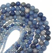 1pc Natural Stone Blue Agate Round Spacer Beads 4/6/8/10mm, Fashionable Elegant Jade Handmade DIY Beads For Bracelet, Necklace, Jewelry, Crafts, Pendants, Decorations - Blue Aventurine - View 5