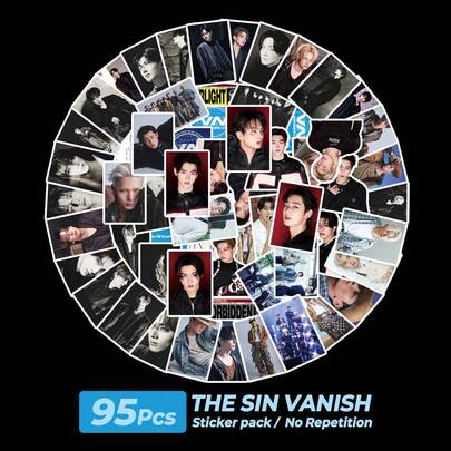 95张KPOP EN贴纸，2026年新款，第七张迷你专辑《THE SIN VANISH》主题贴纸，KPOP偶像粉丝应援乙烯基贴纸，可用于日记本、笔记本电脑和手机壳