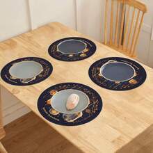 2/4/6 Piezas Elegantes Manteles Individuales con Patrón de Ramadán - Manteles Individuales Redondos de 15 Pulgadas Decorados con Patrones de Estrellas y Linternas. Adecuados para Fiestas, Comidas y Decoración Festiva. También Adecuados para Decoración del Hogar, Decoración de Mesa Festiva, Decoración Campestre Festiva, Decoración de Estilo Campestre, Manteles Individuales Lavables, Material Duradero, Decoración de Mesa Festiva y Entretenimiento en el Hogar. - Multicolor - Ver 6