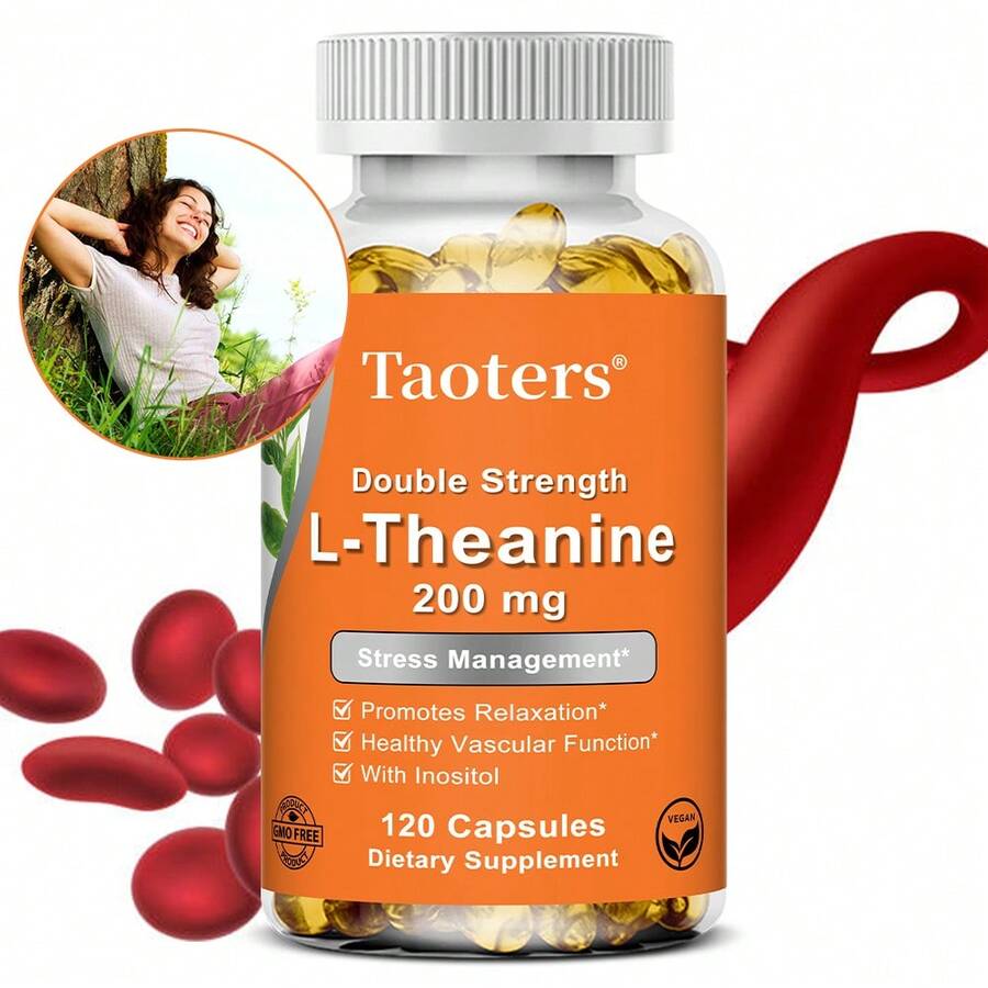 L-Theanine Dietary Supplement - With 200 Mg Of L-Theanine And 100 Mg Of N-Acetylcysteine ​​(NAC) - Supports Cardiovascular Health, Relieves Stress - 120 Capsules, 60-Day Supply - 1瓶 - 查看 1
