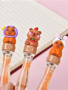1pc Cute Capybara Liquid Motion Pen, Creative Fidget Spinning Stress Relief Cartoon Pen