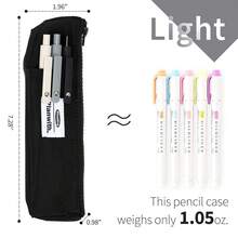 Pen Holder For Notebook, Pen Pouch For Notebook, Small Pen Holder With Adjustable Elastic Band, Slim Pencil Bag Journal Pen Holder Notebook Pen Holder, Zipper Pencil Pouch Makeup Bag - 黑色的 - 查看 4