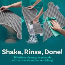 Tapete de arena para gatos de 19.7 x 15.7 pulgadas tapete de atrapamiento de arena pequeña de doble capa impermeable y a prueba de orina antideslizante fácil de limpiar atrapa litros protege - Alfombra gris para gatos - Ver 3