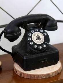 1pc Classic Retro Telephone Replica: This Retro Telephone Showcases The Elegant Aesthetics Of Communication, Transporting You Through Half A Century, Just To Speak With You. It Is Both A Nostalgic Antique Telephone Prop For Photography, As Well As A Perfect Home Decor Piece For Living Rooms, Offices, Bedrooms, Bookshelves And Desktops. It Also Makes A Unique Gift For Halloween, Christmas And Thanksgiving. - Black Retro Phone Type a - View 1