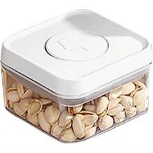 Tarro de almacenamiento de cereales, tarro de almacenamiento de cereales con tapa, recipientes de almacenamiento apilables transparentes para arroz, alimentos para mascotas, frutas secas - 2200 ml - Ver 9