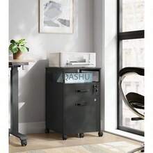 Office Cabinet,Archivador de Oficina con Ruedas, Archivador Móvil con 2 Cajones, 44 x 42 x 69 cm, Estilo Industrial, Negro Tinta MOFC077B16 - Negro7565 - Ver 1
