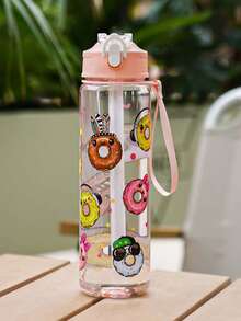 1pc 750ml/26oz Cute Donut Pattern Tumbler Bottle With Straw, 10 Styles Available, Woven Handle, Portable & Durable, Suitable For Outdoor, Travel, Sports, Holiday & Birthday Gift - Multicolor - View 19