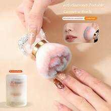 1pc Rhinestone Decorated Multi-Function Makeup Brush, High-End Rose Shaped Powder Blush Brush With Crystal Decor, Portable Travel Friendly, Can Also Be Used As Nail Art Dust Brush - Multicolor - View 8