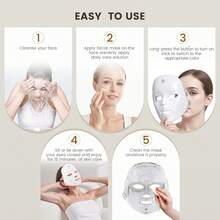 7色LED光疗面膜，LED光疗仪，红光疗法，适合所有肤质，面部护理工具，红光面膜，400mAh锂电池（白色面膜） - 白色 - 查看 9