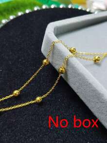 1pc Double Layer Women Bracelet, Stainless Steel Beaded Waterproof Beach Vacation Bracelet, Daily Wear Jewelry Gift (Bead Quantity Random, No Gift Box) - Yellow Gold - View 5