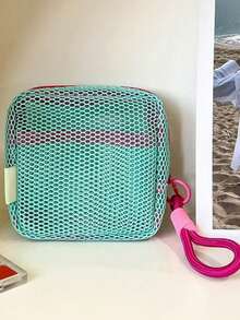 1pc Mini Macaron Color Fresh Fashion High-Quality Mesh Storage Bag (Hanging Rope Needs To Be Purchased Separately, Random Color), Sanitary Napkin Bag, Cosmetic Bag, Storage Bag, Women Makeup Bag, Girls Tampon Storage Bag