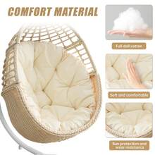 TWT Hanging Egg Swing Chair With Stand, Egg Chair For Indoor Outdoor, Wicker Rattan Basket With Cushion For Bedroom, Patio, Porch (Beige) - Light Pink - View 5