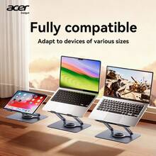 Acer 【宏碁官方正品】AMS021 笔记本/平板二合一桌面支架，符合人体工学设计，硅胶防滑可折叠便携，高度可调，碳钢结构高效散热底座，适用于最大 18 英寸的笔记本电脑和平板电脑 - 灰色 - 查看 8